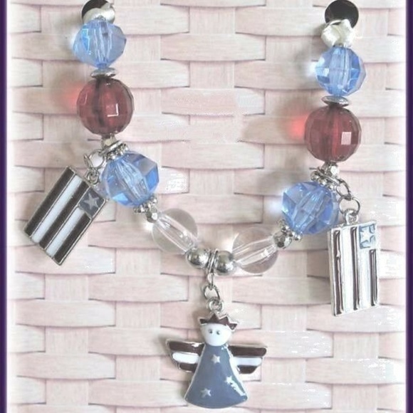 Longaberger Basket Tie On Flag Charms And Beads - Picture 1 of 2